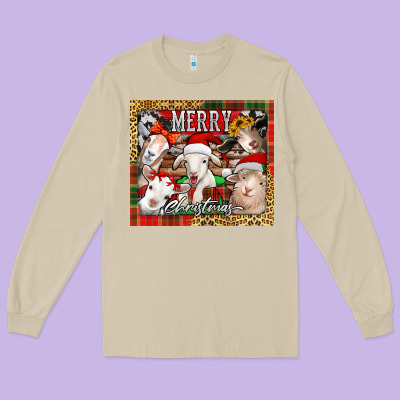 Merry Christmas Goats Tumbler Long Sleeve Tee Designed By Jasminsmagicworld