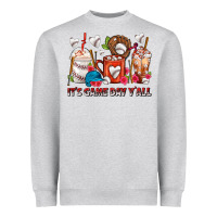 Heather Grey It's Game Day Y'all Baseball Coffee Cups Heavyweight Sweatshirt - FaDigitalArtStudio