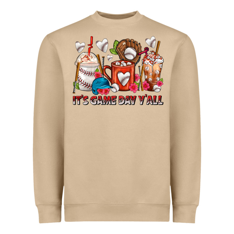 It's Game Day Y'all Baseball Coffee Cups Heavyweight Sweatshirt by FaDigitalArtStudio | Teevron