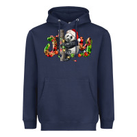 Navy panda joy christmas Heavyweight Hoodie - LillyAllenDesigns