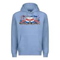 Colony Blue red white and boozy libbey glass Premium Hoodie - RanaPortraitStore