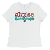 White Lgbtq Choose Kindness With Heart And Peace Ladies Tee - BundleAndBundleShop