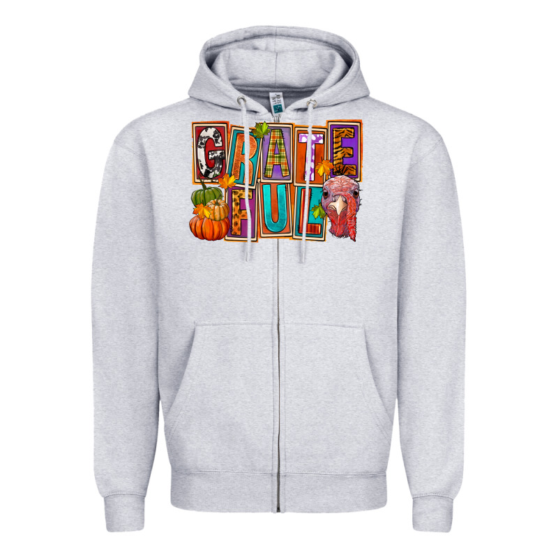 Grateful Thanksgiving Zipper Hoodie by FaDigitalArtStudio | Teevron