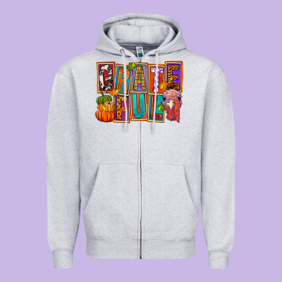 Grateful Thanksgiving Zipper Hoodie Designed By Fadigitalartstudio