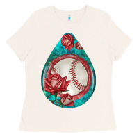 Bone baseball and western roses teardrop  7 Ladies Tee - BundleAndBundleShop