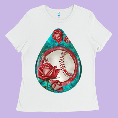 Baseball And Western Roses Teardrop  7 Ladies Tee Designed By Bundleandbundleshop
