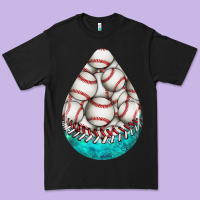 Baseball And Western Roses Teardrop  8 Premium Tee Designed By Bundleandbundleshop