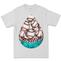 Dove Grey baseball and western roses teardrop  8 Premium Tee - BundleAndBundleShop