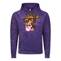 Cloud Purple Cow Lick with Leopard Bandana Vintage Hoodie - texasbilliewilder