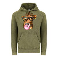 Vintage Olive Cow Lick with Leopard Bandana Vintage Hoodie - texasbilliewilder