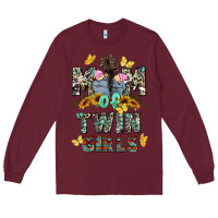 Burgundy mom of twin girls mother's day Long Sleeve Tee - CowGirlArtShop