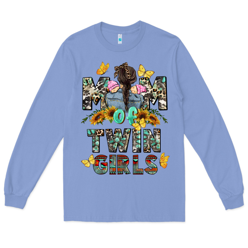 Mom Of Twin Girls Mother's Day Long Sleeve Tee by CowGirlArtShop | Teevron