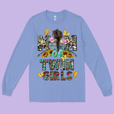 Mom Of Twin Girls Mother's Day Long Sleeve Tee Designed By Cowgirlartshop