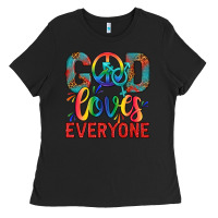 Black Lgbtq God Loves Everyone With Unicorn Ladies Tee - BundleAndBundleShop