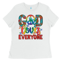 White Lgbtq God Loves Everyone With Unicorn Ladies Tee - BundleAndBundleShop