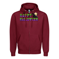 Burgundy happy halloween Zipper Hoodie - BundleAndBundleShop
