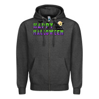 Charcoal Heather happy halloween Zipper Hoodie - BundleAndBundleShop