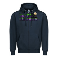Navy happy halloween Zipper Hoodie - BundleAndBundleShop