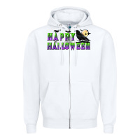 White happy halloween Zipper Hoodie - BundleAndBundleShop