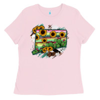 Bubblegum Pink Connecticut State Map Ladies Tee - RanaPortraitStore