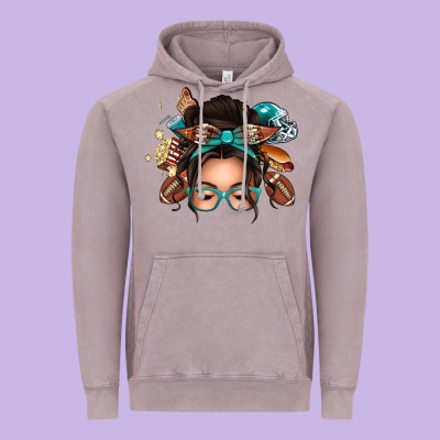 American Football Messy Bun Vintage Hoodie Designed By Texasbilliewilder