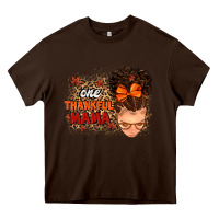 Chocolate Brown one thankful mama Heavy Core Tee - MaliasSmallBusiness