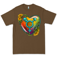 Cacao Lgbtq Heart With Sunflower Premium Tee - BundleAndBundleShop