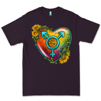 Plum Lgbtq Heart With Sunflower Premium Tee - BundleAndBundleShop