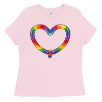 Bubblegum Pink Lgbtq Heart Balloon Ladies Tee - BundleAndBundleShop
