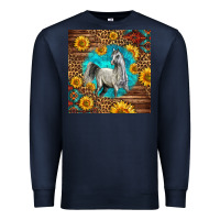 Navy arabian horse Premium Sweatshirt - LillyAllenDesigns