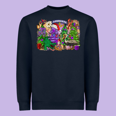 Christmas Louisiana Mardi Gras Trees Heavyweight Sweatshirt Designed By Fadigitalartstudio