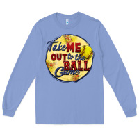 Colony Blue take me out to the ball game softball Long Sleeve Tee - CowGirlArtShop