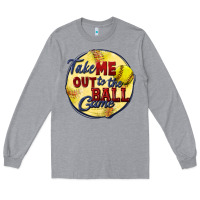 Heather Grey take me out to the ball game softball Long Sleeve Tee - CowGirlArtShop