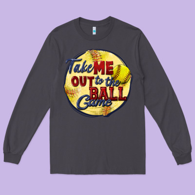 Take Me Out To The Ball Game Softball Long Sleeve Tee Designed By Cowgirlartshop