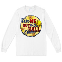 White take me out to the ball game softball Long Sleeve Tee - CowGirlArtShop