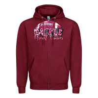 Burgundy Tickle Breast Cancer Football Zipper Hoodie - FaDigitalArtStudio