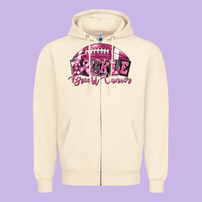 Tickle Breast Cancer Football Zipper Hoodie Designed By Fadigitalartstudio