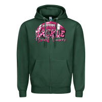 Sports Green Tickle Breast Cancer Football Zipper Hoodie - FaDigitalArtStudio