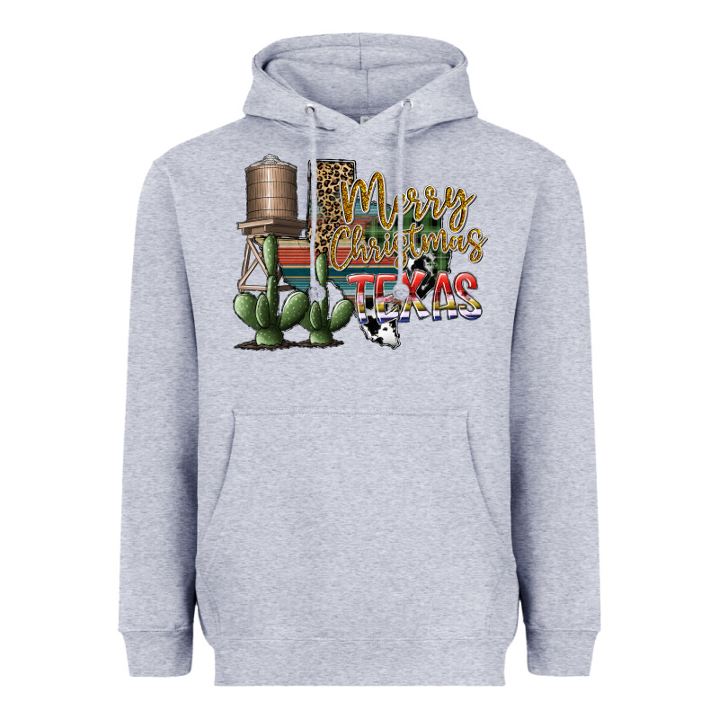 Merry Christmas Texas Heavyweight Hoodie by SublimationCraftShop | Teevron