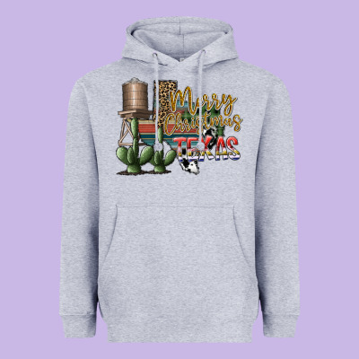 Merry Christmas Texas Heavyweight Hoodie Designed By Sublimationcraftshop