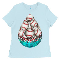 Baby Blue baseball and western roses teardrop  8 Ladies Tee - BundleAndBundleShop