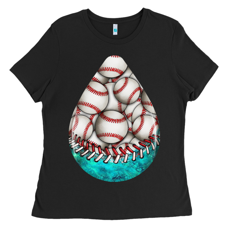 Baseball And Western Roses Teardrop  8 Ladies Tee by BundleAndBundleShop | Teevron