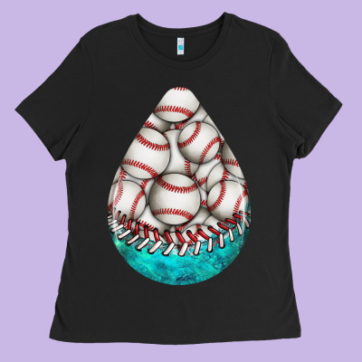 Baseball And Western Roses Teardrop  8 Ladies Tee Designed By Bundleandbundleshop