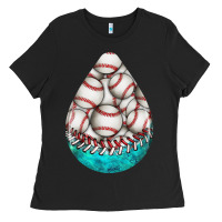 Black baseball and western roses teardrop  8 Ladies Tee - BundleAndBundleShop