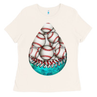 Bone baseball and western roses teardrop  8 Ladies Tee - BundleAndBundleShop