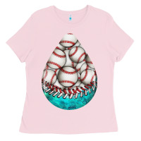 Bubblegum Pink baseball and western roses teardrop  8 Ladies Tee - BundleAndBundleShop