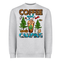 Heather Grey Coffee And Camping Frappe Heavyweight Sweatshirt - FaDigitalArtStudio