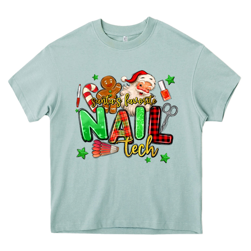 Santas Favorite Nail Tech Heavy Core Tee by MaliasSmallBusiness | Teevron
