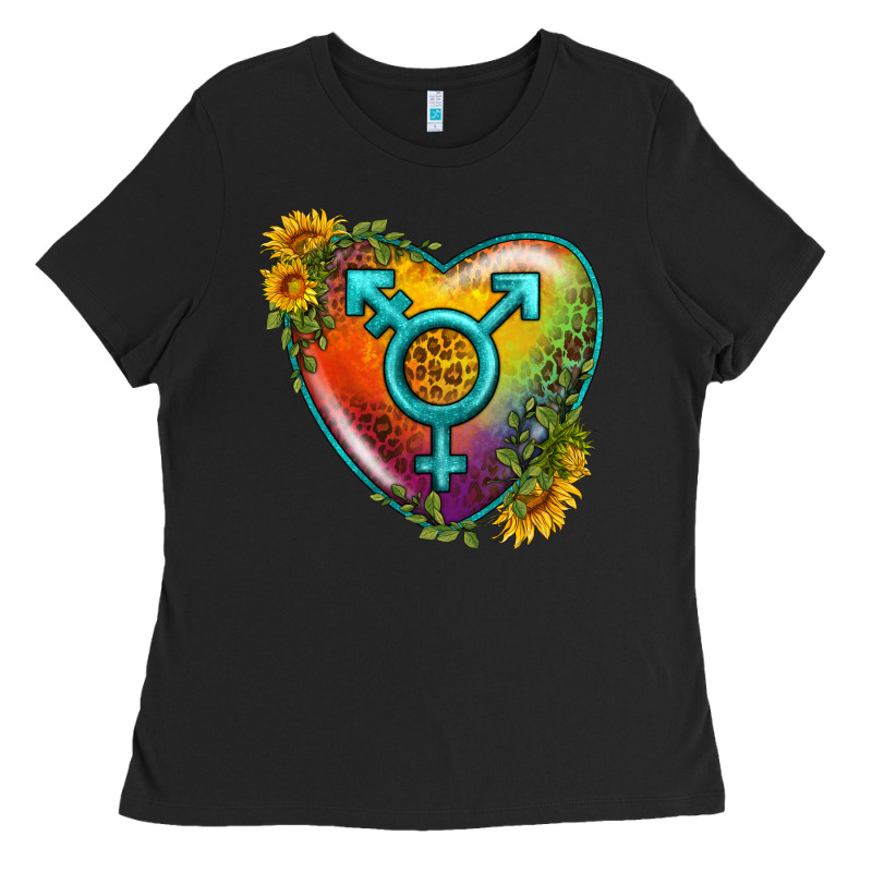 Lgbtq Heart With Sunflower Ladies Tee by BundleAndBundleShop | Teevron