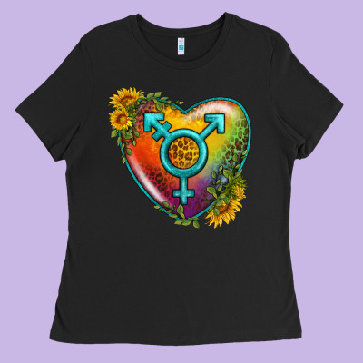 Lgbtq Heart With Sunflower Ladies Tee Designed By Bundleandbundleshop